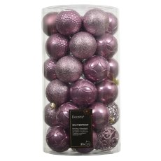 Shatterproof Baubles In Tube 6cm (Set of 37) Mutliple Colours