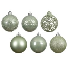 Shatterproof Mixed Design Baubles Matcha Green In Tube 6cm (Set of 37) Shatterproof Mixed Design Baubles Matcha Green In Tube 6cm (Set of 37)