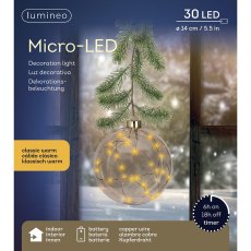 Micro LED Bauble Decoration With Fir 14cm