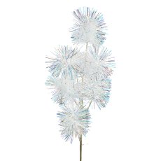 Tinsel Pom Pom Spray White & Gold 65cm Tinsel Pom Pom Spray White & Gold 65cm