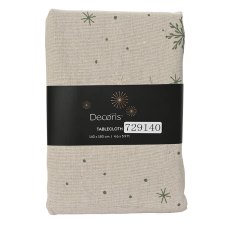 Tablecloth With Snowflake Print Natural 240cm x 140cm
