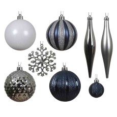 Multi-Coloured Bauble Set In Box 8cm (Set Of 46)
