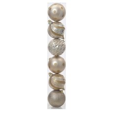 Shatterproof Mixed Design Baubles Pearl In Tube 15cm (Set of 6)