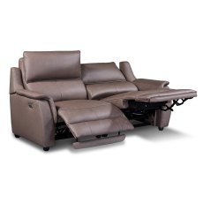 Menorca Electric Reclining 3 Seater Sofa Leather & Leather Match Dark Taupe Menorca Electric Reclining 3 Seater Sofa Leather & Leather Match Dark Taupe