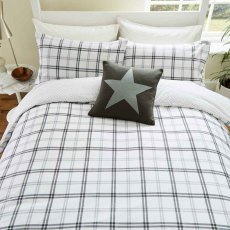 Hunters Check Brushed Cotton Reversible Duvet Cover Set Grey (Multiple Sizes)