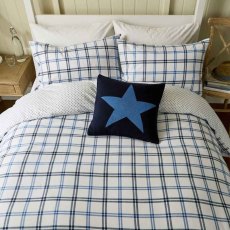 Hunters Check Brushed Cotton Reversible Duvet Cover Set Cobalt Blue & Navy (Multiple Sizes)