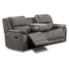 Albrun 3 Seater Electric Reclining Sofa With Dropdown Tray Faux Suede Dark Grey Albrun 3 Seater Electric Reclining Sofa With Dropdown Tray Faux Suede Dark Grey