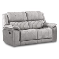 Albrun 2 Seater Electric Reclining Sofa Faux Suede Light Grey Albrun 2 Seater Electric Reclining Sofa Faux Suede Light Grey