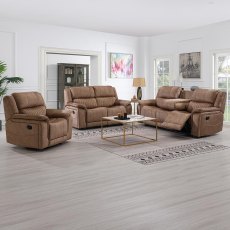 Albrun Manual Reclining Armchair Faux Suede Light Brown