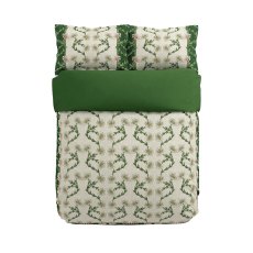 Scrolling Carnation Reversible Duvet Cover Set Olive & Ivory (Multiple Sizes)