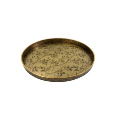 Oriental Floral Tray Antique Brass Oriental Floral Tray Antique Brass