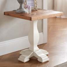 Belgrave Side/Lamp Table Ivory & Oak