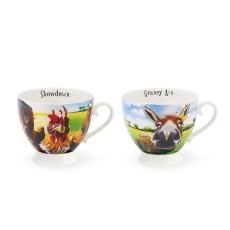 Eoin O'Connor Beyond The Herd Cappuccino Cups (Set Of 2) Cockerels & Donkeys Eoin O'Connor Beyond The Herd Cappuccino Cups (Set Of 2) Cockerels & Donkeys