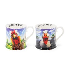 Eoin O'Connor Beyond The Herd Tankards (Set Of 2) Cockerels & Ducks Eoin O'Connor Beyond The Herd Tankards (Set Of 2) Cockerels & Ducks