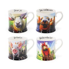 Eoin O'Connor Beyond The Herd Tankards (Set Of 4) Sheep, Seals, Pigs & Cockerels Eoin O'Connor Beyond The Herd Tankards (Set Of 4) Sheep, Seals, Pigs & Cockerels