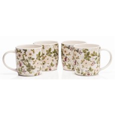 Floral Rose Mugs (Set of 4) Cream Floral Rose Mugs (Set of 4) Cream