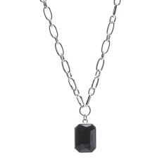 Geometric Black Pendant Silver Geometric Black Pendant Silver