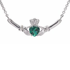 Cladagh Pendant With Green Diamond Silver Cladagh Pendant With Green Diamond Silver
