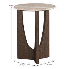 Cali Round Side/Lamp Table With Travertine Top
