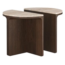 Cali Half Moon Nest Of Tables With Travertine Top (Set of 2) Cali Half Moon Nest Of Tables With Travertine Top (Set of 2)