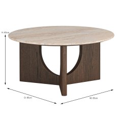 Cali Round Coffee Table With Travertine Top