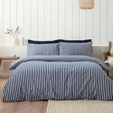 Stripe Brushed Cotton Reversible Duvet Cover Set Navy (Multiple Sizes) Stripe Brushed Cotton Reversible Duvet Cover Set Navy (Multiple Sizes)