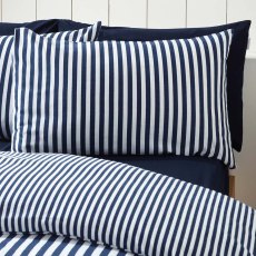 Stripe Brushed Cotton Reversible Duvet Cover Set Navy (Multiple Sizes) Stripe Brushed Cotton Reversible Duvet Cover Set Navy (Multiple Sizes)
