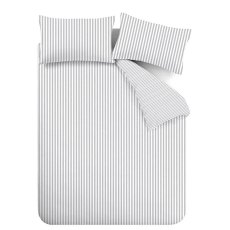 Stripe Brushed Cotton Reversible Duvet Cover Set Silver (Multiple Sizes) Stripe Brushed Cotton Reversible Duvet Cover Set Silver (Multiple Sizes)