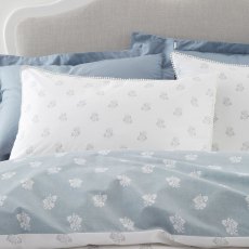 Esme Floral Reversible Duvet Cover Set White/Blue (Multiple Sizes)