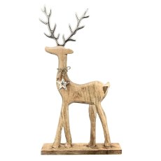 Wooden Reindeer With Gold Antlers 40cm Wooden Reindeer With Gold Antlers 40cm