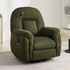 Solden Electric Reclining Swivel Armchair With Phone Holder Fabric Mustard Solden Electric Reclining Swivel Armchair With Phone Holder Fabric Mustard