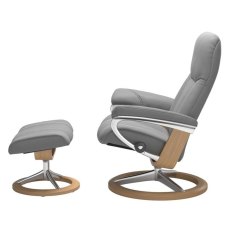 Consul Medium Chair With Signature Base Oak & Footstool Batick Leather Consul Medium Chair With Signature Base Oak & Footstool Batick Leather