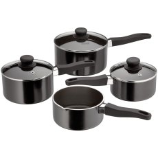 Essentials Non-Stick 4 Piece Saucepan Set Black