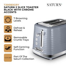 Saturn 2 Slice Toaster Grey