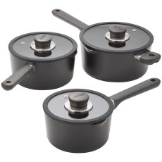 Vista Ceramic Non-Stick 3 Piece Draining Saucepan Set