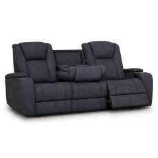 Jungfrau 3 Seater Electric Reclining Sofa With Pull Down Tray Faux Suede Graphite Jungfrau 3 Seater Electric Reclining Sofa With Pull Down Tray Faux Suede Graphite