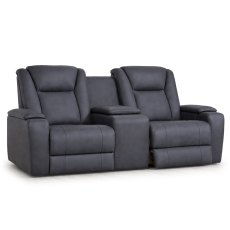 Jungfrau 2 Seater Electric Reclining Sofa With Console Faux Suede Graphite
