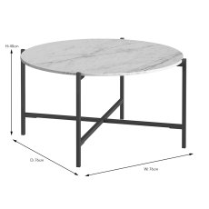 Marmora Round Coffee Table White Marble & Grey