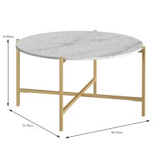 Marmora Round Coffee Table White Marble & Gold