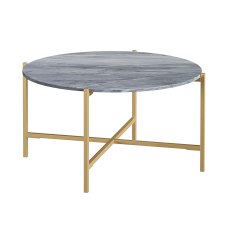 Marmora Round Coffee Table Grey Marble & Gold