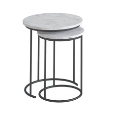 Marmora Nest Of Tables (Set of 2) White Marble & Grey