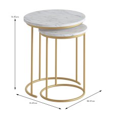 Marmora Nest Of Tables (Set of 2) White Marble & Gold