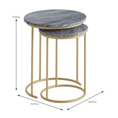 Marmora Nest Of Tables (Set of 2) Grey Marble & Gold