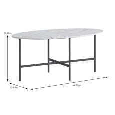 Marmora Oval Coffee Table White Marble & Grey