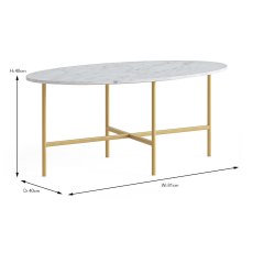 Marmora Oval Coffee Table White Marble & Gold