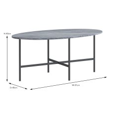 Marmora Oval Coffee Table Grey Marble & Grey