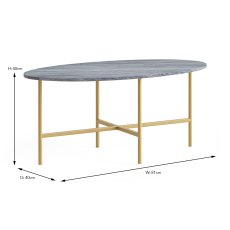 Marmora Oval Coffee Table Grey Mable & Gold