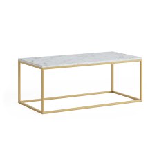 Marmora Rectangular Coffee Table White Marble & Gold