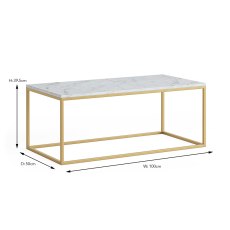 Marmora Rectangular Coffee Table White Marble & Gold