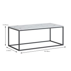 Marmora Rectangular Coffee Table White Marble & Grey
